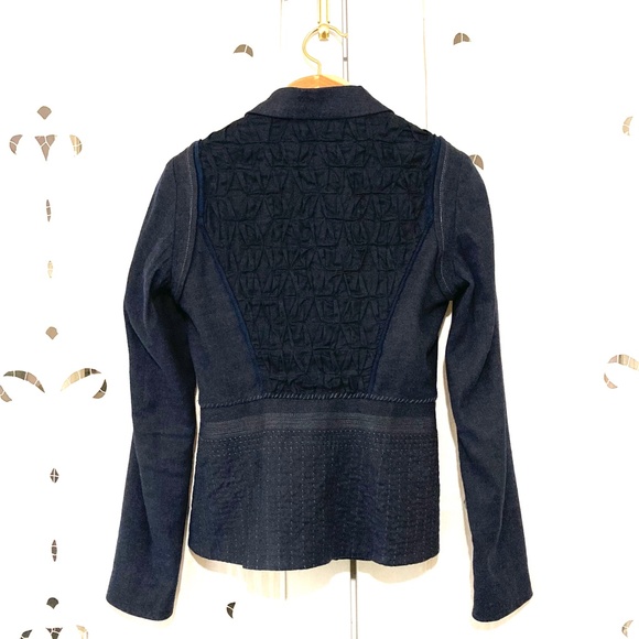 Lovely Linen Jacket, Elie Tahari, Blue & Black, Size 0 - Picture 3 of 5